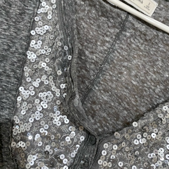 Abercrombie & fitch sequin detailed Henley in dark heather gray - Picture 3 of 4